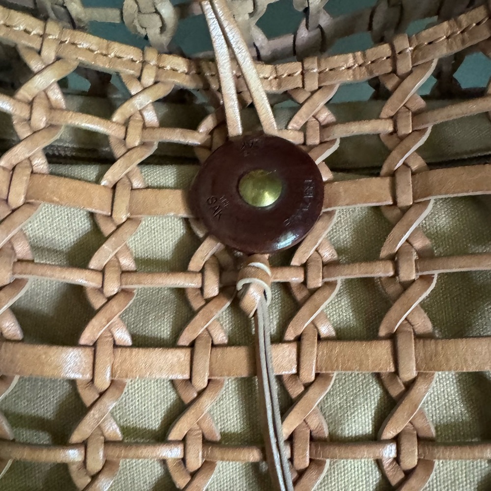 Woven Leather Tote Bag in Tan - Picture 4 of 8